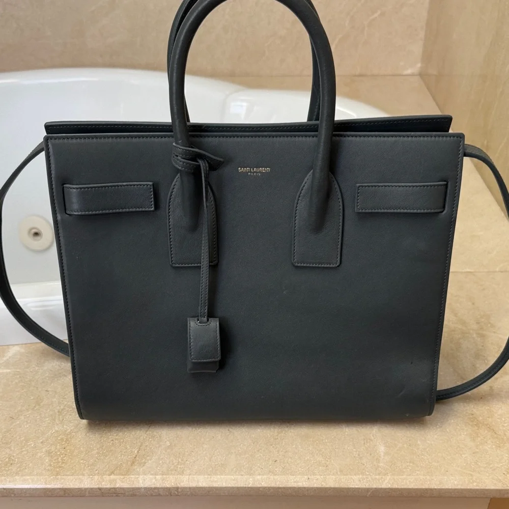 Saint Laurent Dark Leather Handbag - Picture 1 of 1